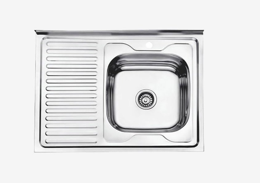 Кухонная мойка Accoona AB6080-R&#43;4050А накладная 80х60х17 см, нержавеющая сталь, тон алюминиум