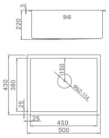Кухонная мойка Aflorn K0000205757 врезная 50х43х22 см, нержавеющая сталь, тон серый купить,NaN