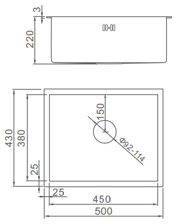 Кухонная мойка Aflorn K0000205757 врезная 50х43х22 см, нержавеющая сталь, тон серый купить,NaN