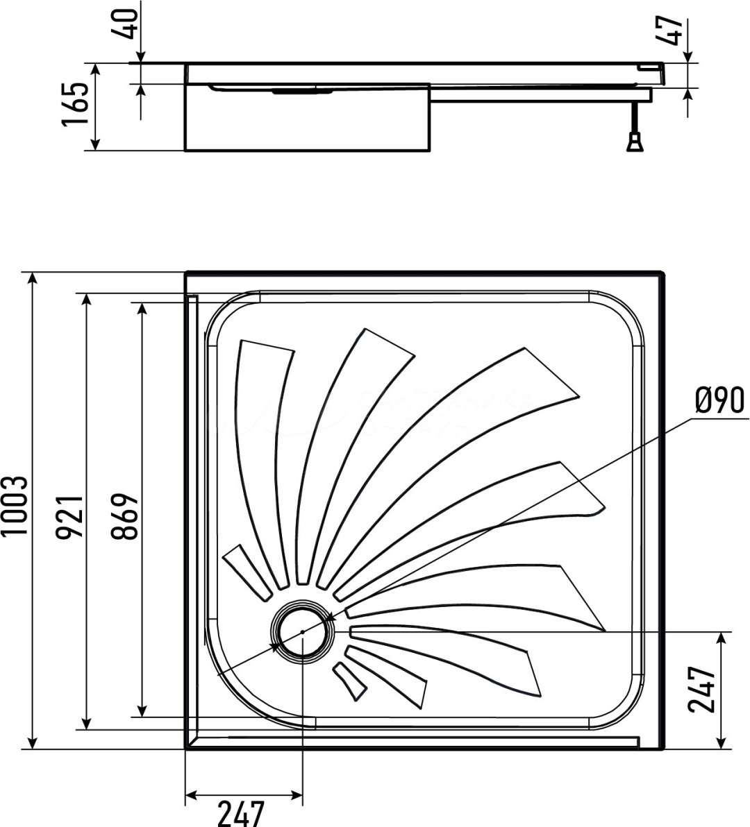 Душевой поддон Alex Baitler AB10017H-2 100x100 низкий купить,NaN