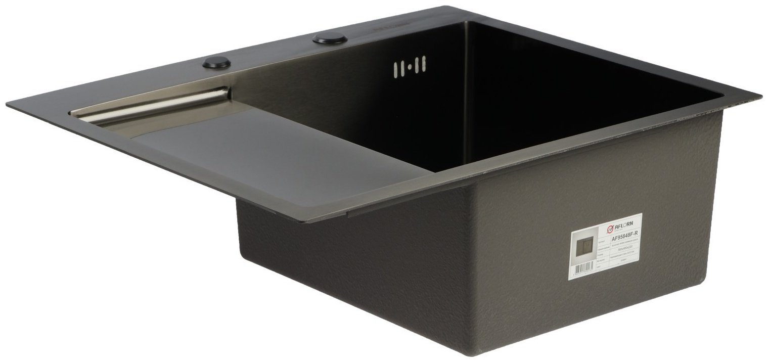 Кухонная мойка Aflorn K0000205768 врезная 58х48х22 см, нержавеющая сталь, тон графитовый