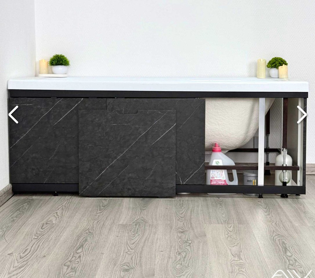 Экран под ванну Alavann Rita Black 1,5 150x62 см на ножках купить,112928