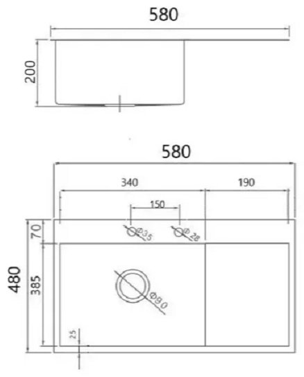Кухонная мойка Aflorn K0000205768 врезная 58х48х22 см, нержавеющая сталь, тон графитовый купить,NaN