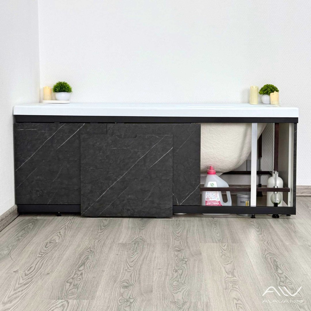 Экран под ванну Alavann Rita Black 1,7 167x53.5 см на ножках купить,116900