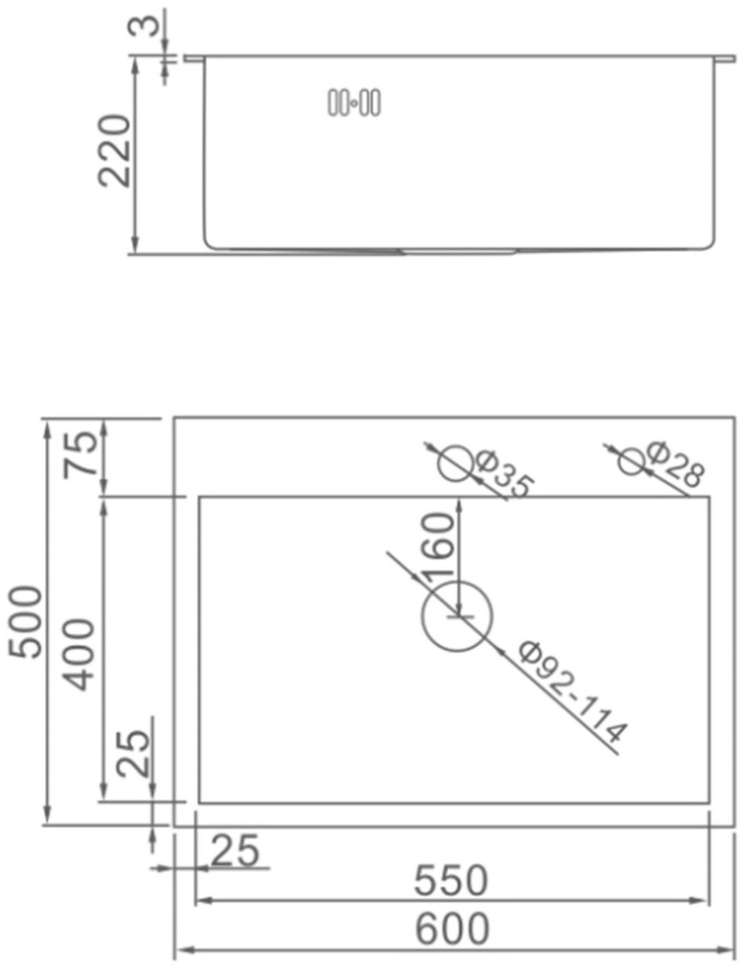 Кухонная мойка Aflorn K0000205772 врезная 60х50х22 см, нержавеющая сталь, тон графитовый купить,NaN