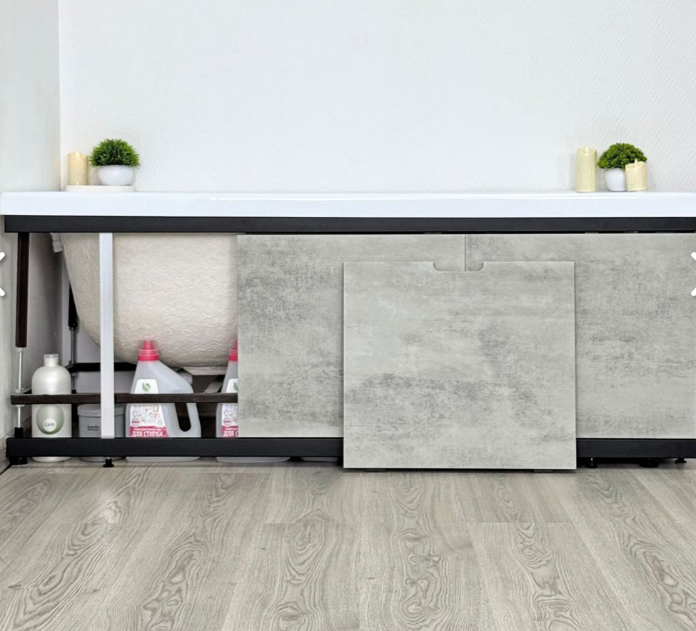 Экран под ванну Alavann Rita Black 150 150x62 см на ножках купить,109300