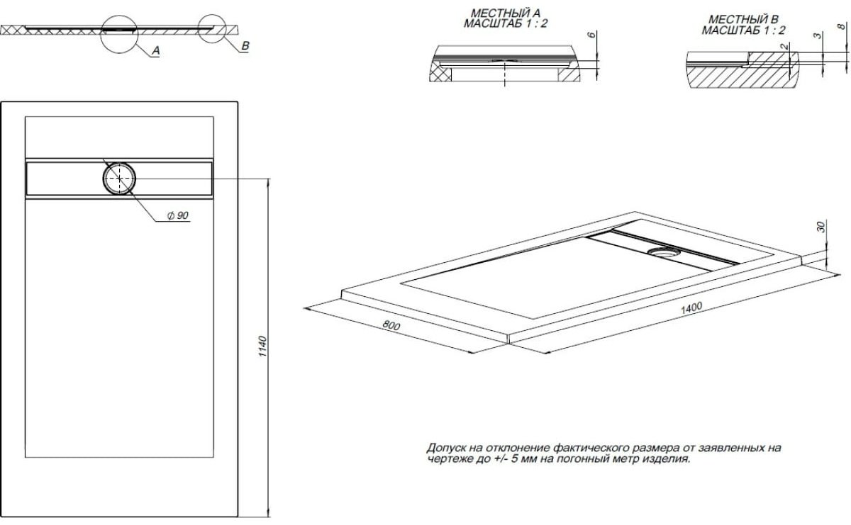 Душевой поддон ALLEN BRAU Infinity 140x80 низкий купить,NaN