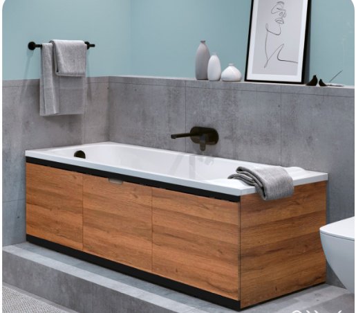 Экран под ванну Alavann Rita Black 150x62 см на ножках