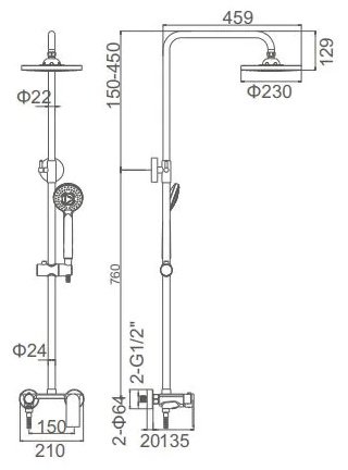 Aflorn душевая стойка АF18305FW - ForteMarket Aflorn душевая стойка АF18305FW купить,0