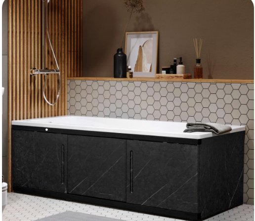 Экран под ванну Alavann Alt Black 150x60 см на ножках