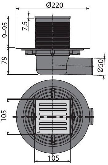 Alcadrain трап APV103 (105х105 см) купить,NaN