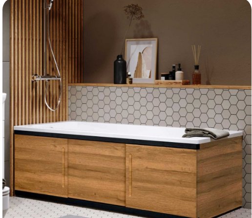 Экран под ванну Alavann Alt Black 150x60 см на ножках