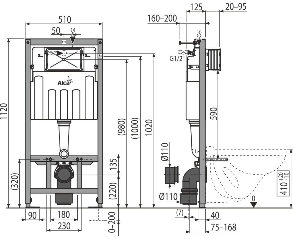 Alcaplast рамная инсталляция AM101/1120-001 купить,0