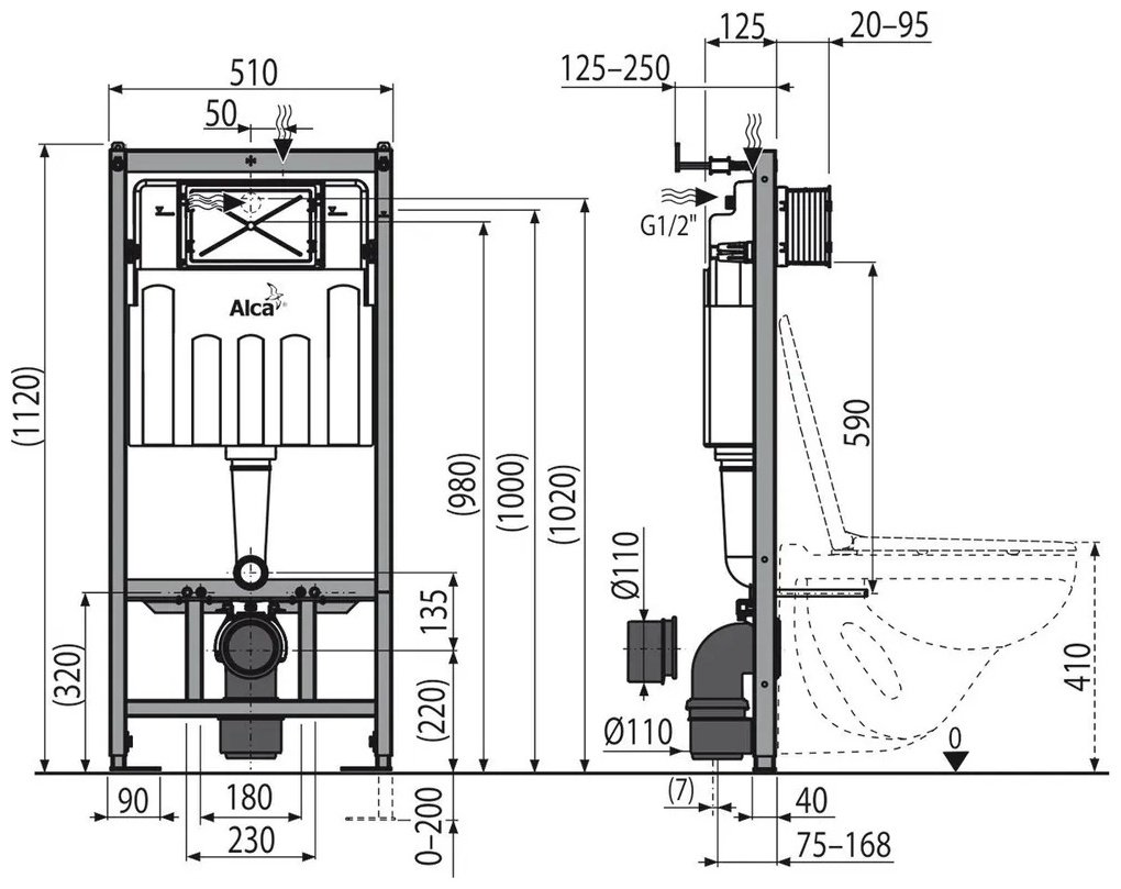 Alcaplast рамная инсталляция AM101/1120-3:1RU M71-001/0001 купить,255317