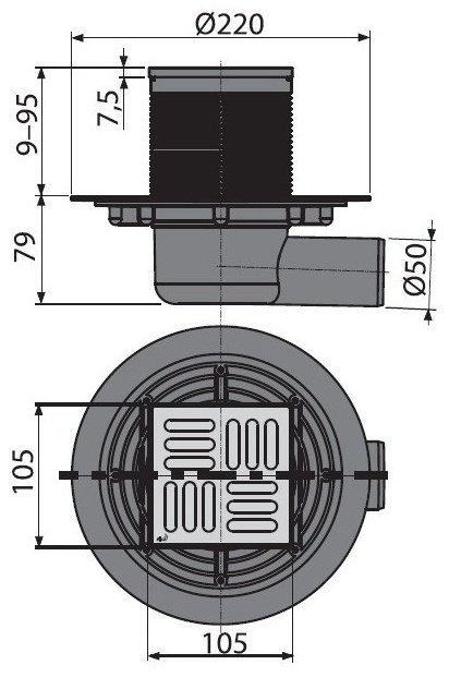 Alcaplast трап APV101 (10.5 х 10.5 см) - ForteMarket Alcaplast трап APV101 (10.5 х 10.5 см) купить,0