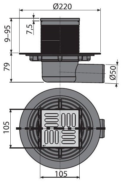 Alcaplast трап APV101 (10.5 х 10.5 см) купить,35680