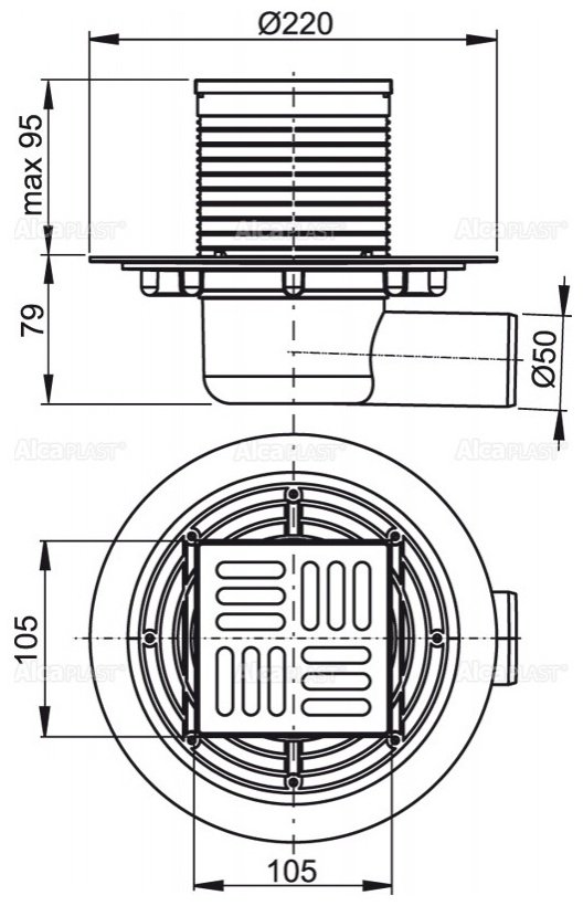 Alcaplast трап APV1321 (105х105 см) купить,0