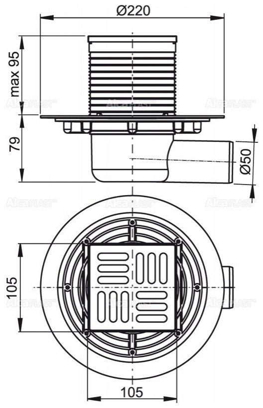 Alcaplast трап APV1321 (105х105 см) купить,31100