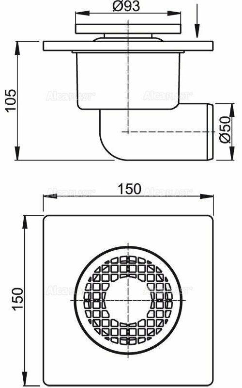 Alcaplast трап APV3 (15х15 см) - ForteMarket Alcaplast трап APV3 (15х15 см) купить,0