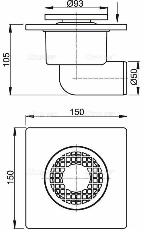 Alcaplast трап APV3 (15х15 см) купить,15700