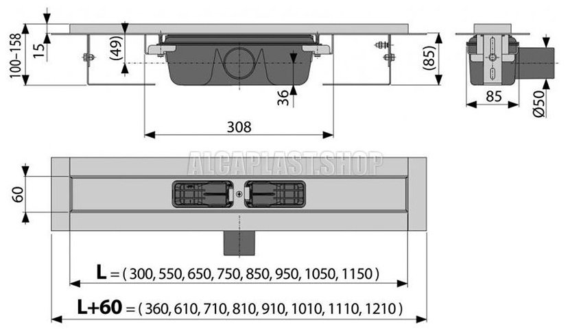 Alcaplast трап APZ1 (6 х 55 см) - ForteMarket Alcaplast трап APZ1 (6 х 55 см) купить,0