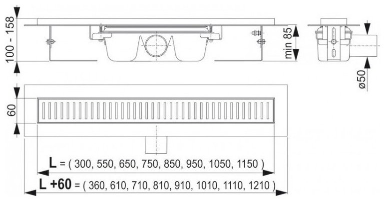 Alcaplast трап APZ1 (6 х 85 см) купить,NaN