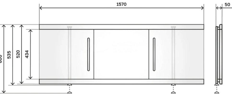 Экран под ванну Alavann ALV1202002 157x60 см на ножках купить,126500
