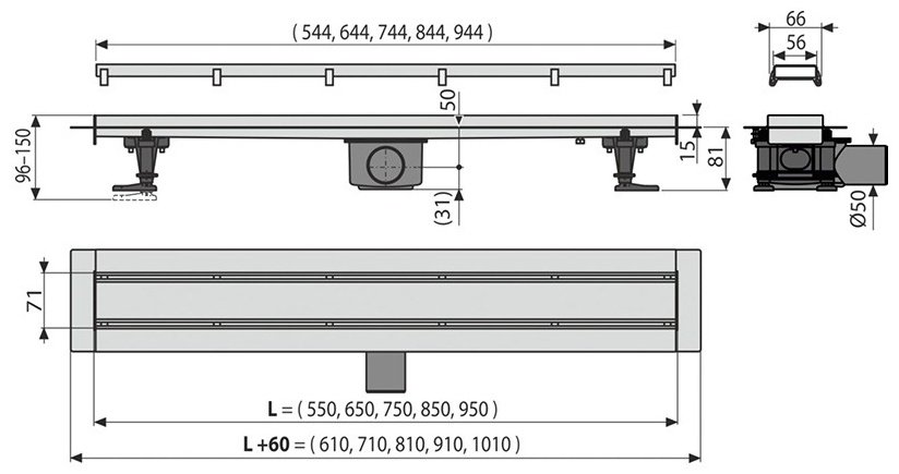 Alcaplast трап APZ13-DOUBLE9-550 (71х550 см) - ForteMarket Alcaplast трап APZ13-DOUBLE9-550 (71х550 см) купить,0