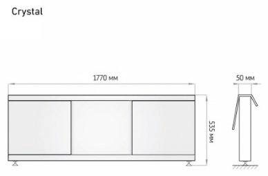 Экран под ванну Alavann Crystal 180x60 см на ножках купить,182324