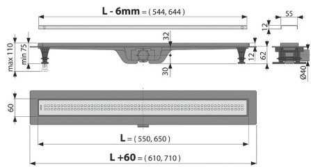 Alcaplast трап APZ9-550M (6х55 см)