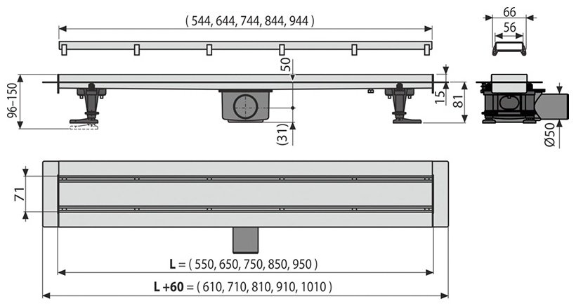 Alcaplast трап DOUBLE APZ13-DOUBLE9-950 (7.1х95 см)