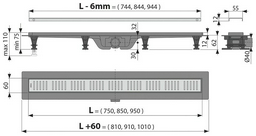 Alcaplast трап APZ10-750M (6 х 75 см)