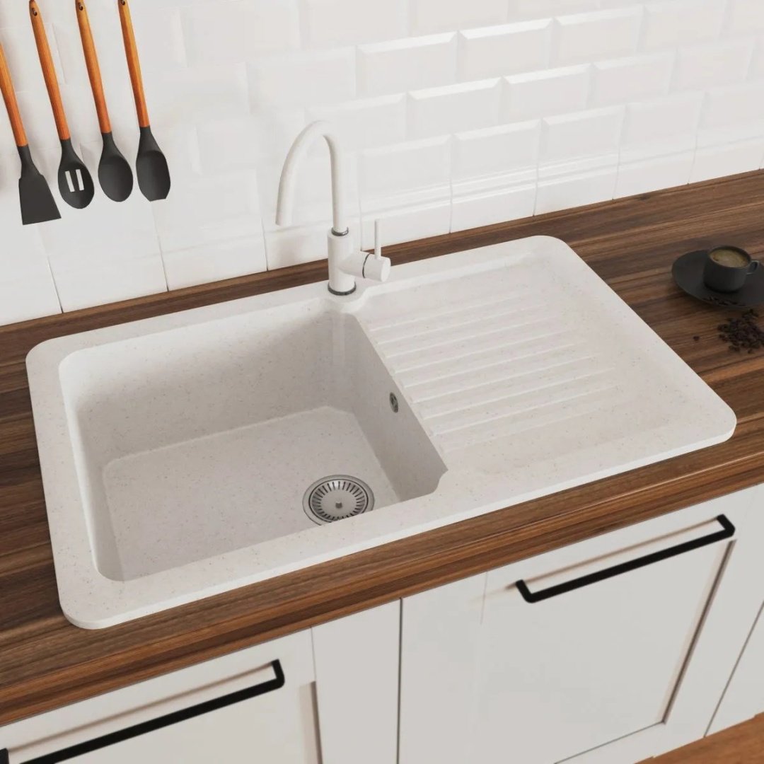 Кухонная мойка Avina G-42 врезная мраморная крошка, белый