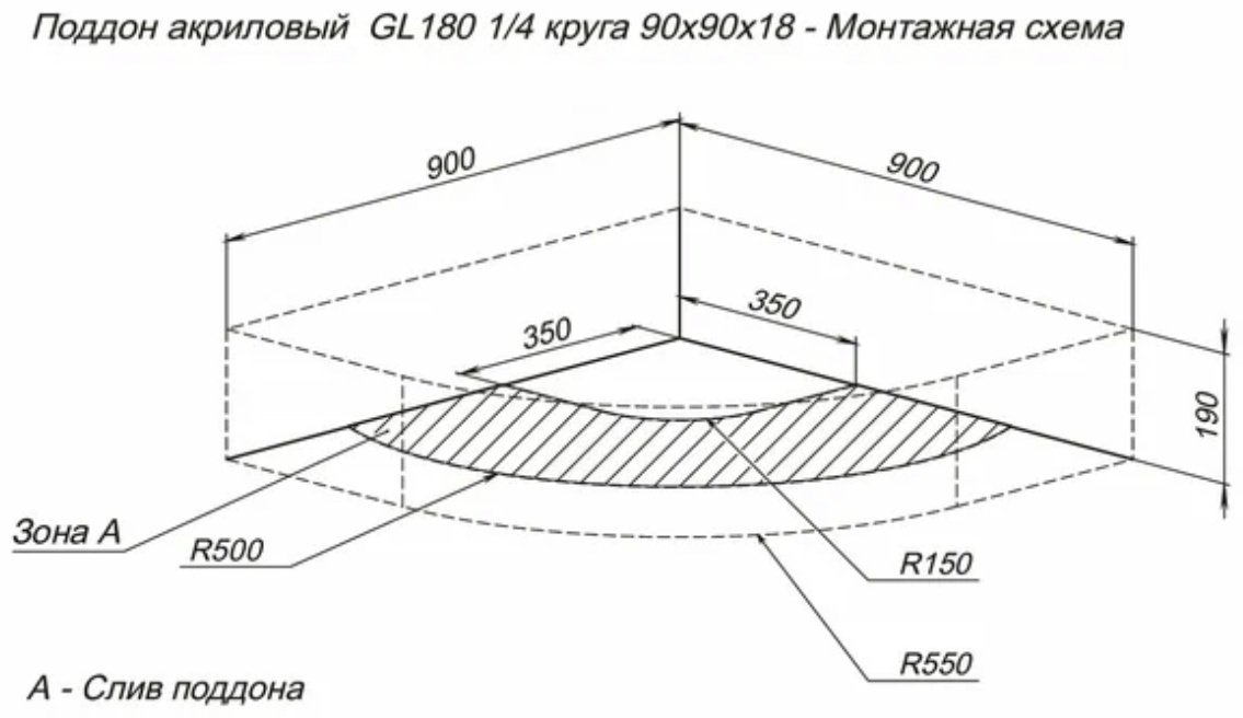Душевой поддон Aquanet 3350607110 90x90 средний - ForteMarket Душевой поддон Aquanet 3350607110 90x90 средний купить,0