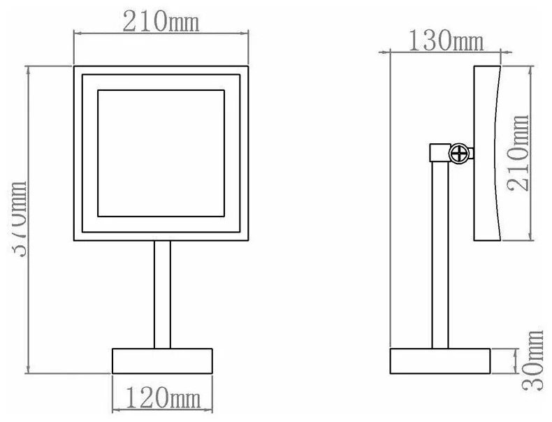 Aquanet Зеркало косметическое настольное с LED подсветкой квадратное 2205D купить,NaN
