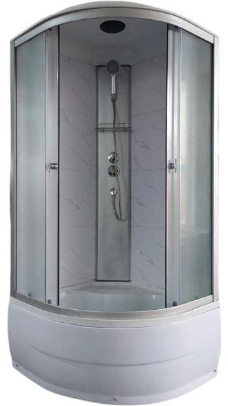 Душевая кабина Aquapulse 4002E fabric white marble (220х90 см), высокий поддон