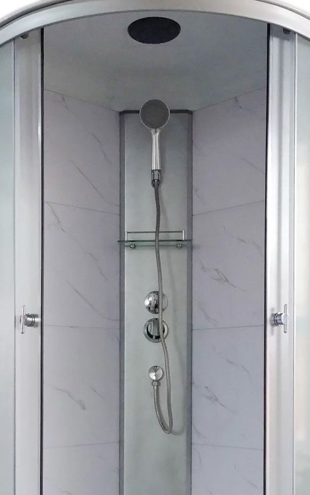Душевая кабина Aquapulse 4002E fabric white marble (220х90 см), высокий поддон купить,NaN