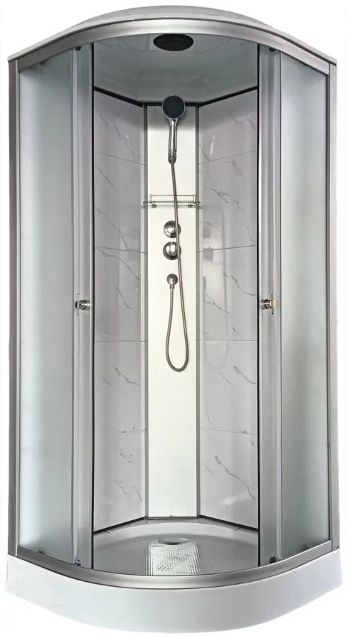 Душевая кабина Aquapulse 4022E fabric white marble (220х90 см), низкий поддон