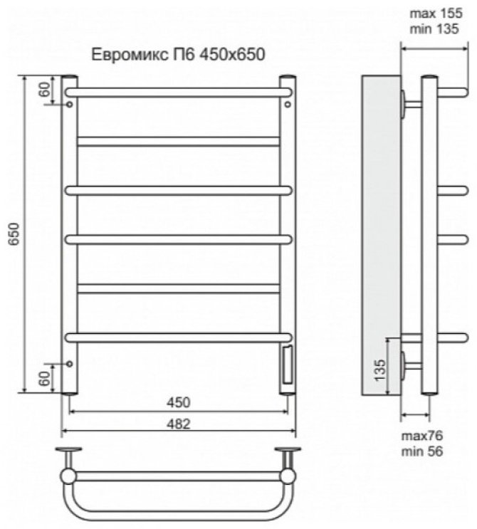 Полотенцесушитель Beste электрический Euro П6 213191 450x650 лесенка