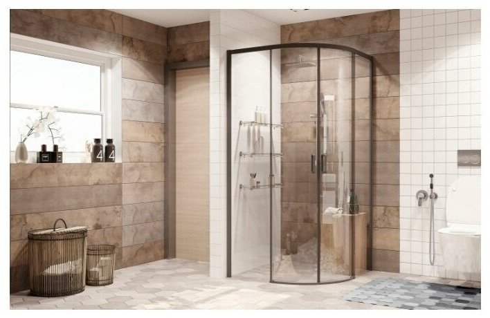 Душевое ограждение Ambassador одностенное Queen 11011201 Black, 900х2000 мм купить,0