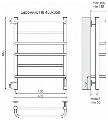 Полотенцесушитель Beste электрический Euro П6 213191 450x650 лесенка