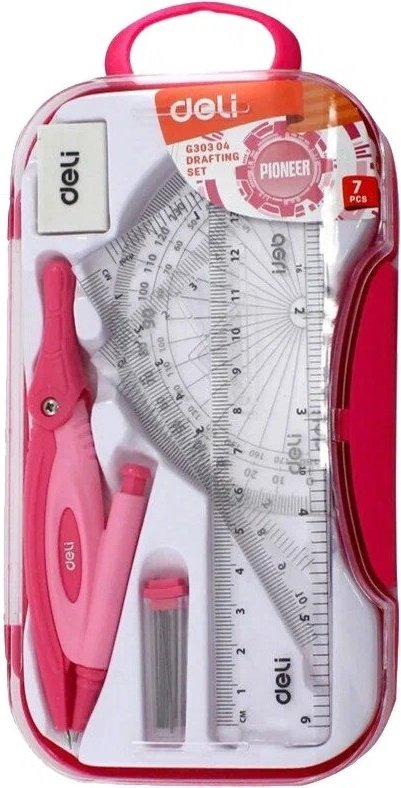 Готовальня DELI EG30304RED, предметов 7 шт купить,NaN