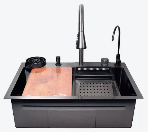 Кухонная мойка Calypso CS7546-6 врезная 46х75х22 см, нержавеющая сталь, тон черный купить,NaN