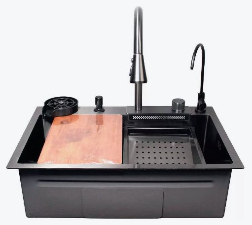 Кухонная мойка Calypso CS7546-6 врезная 46х75х22 см, нержавеющая сталь, тон черный купить,NaN