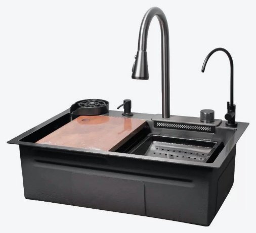Кухонная мойка Calypso CS7546-6 врезная 46х75х22 см, нержавеющая сталь, тон черный купить,NaN