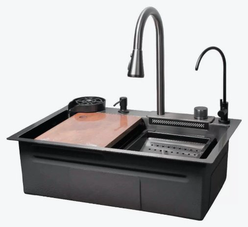Кухонная мойка Calypso CS7546-6 врезная 46х75х22 см, нержавеющая сталь, тон черный купить,NaN