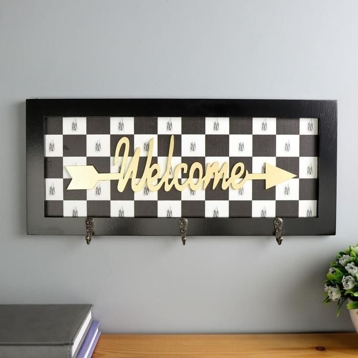 Ключница Доляна Шахматка Welcome 5053093, дерево, металл купить,NaN