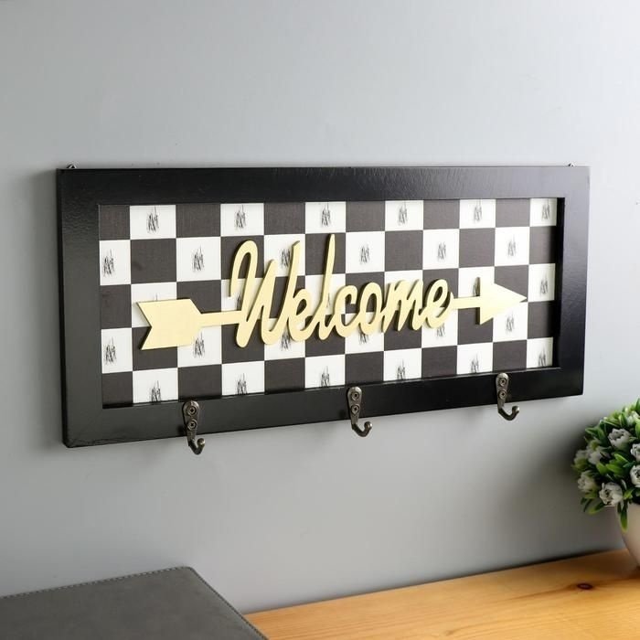Ключница Доляна Шахматка Welcome 5053093, дерево, металл купить,NaN