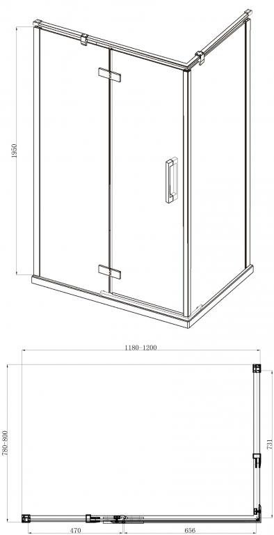 Душевое ограждение Bravat Blackline BS120.3112AB