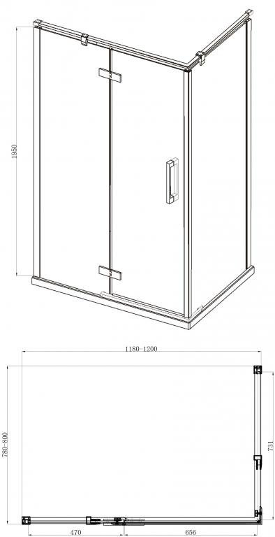 Душевое ограждение Bravat Blackline BS120.3112AB купить,NaN